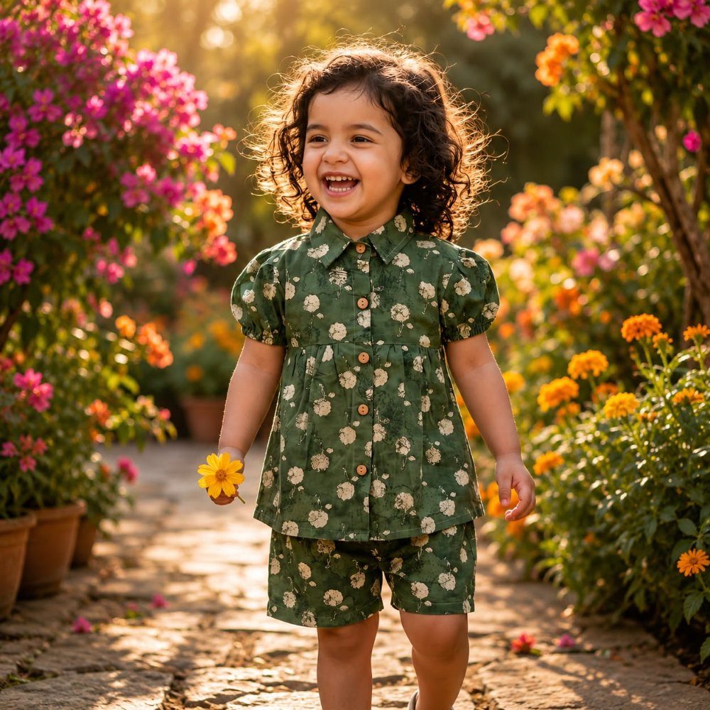 Green Peplum short Co-ord