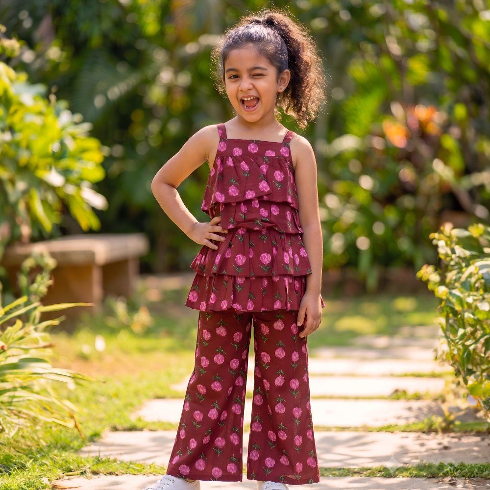 Magenta rose frill co-ords