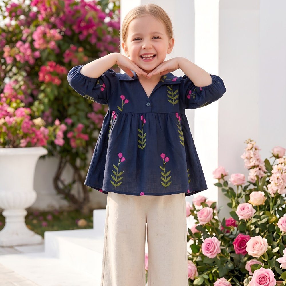 Dark blue peplum co-ords