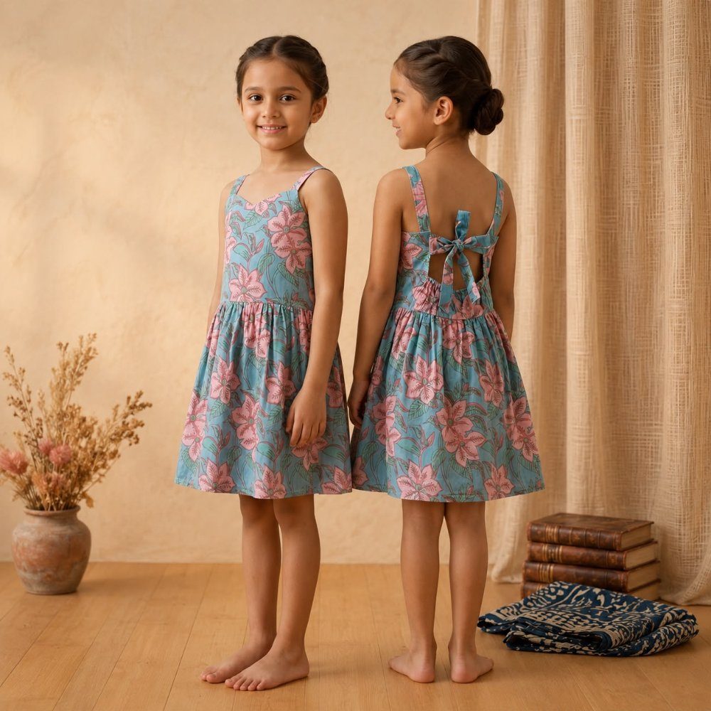 Blue Back Tie Frock