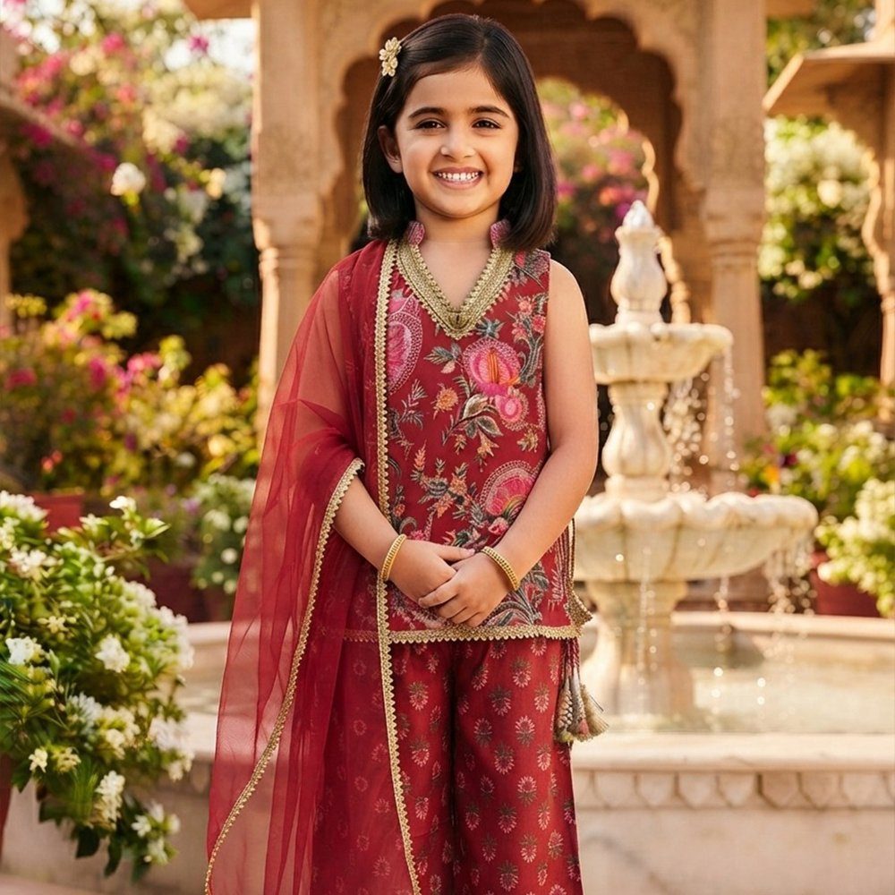 Halter neck red salwar