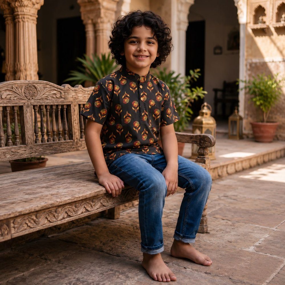 Black Short Kurta