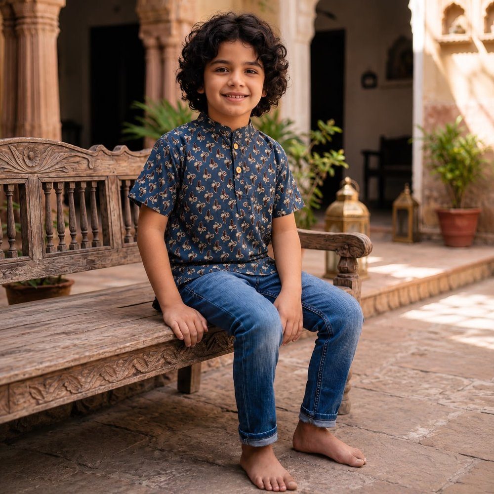 Blue Short Kurta