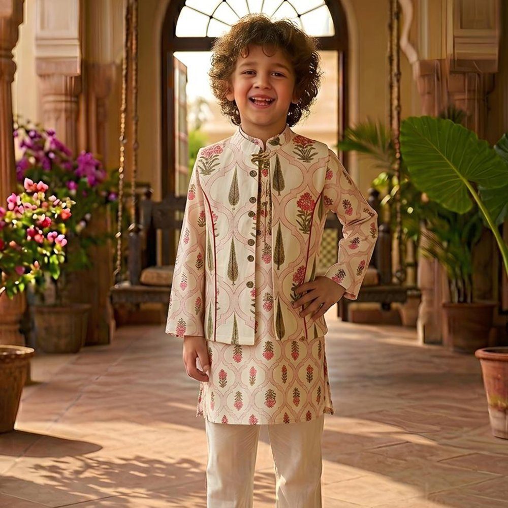 Cream 3-piece Kurta