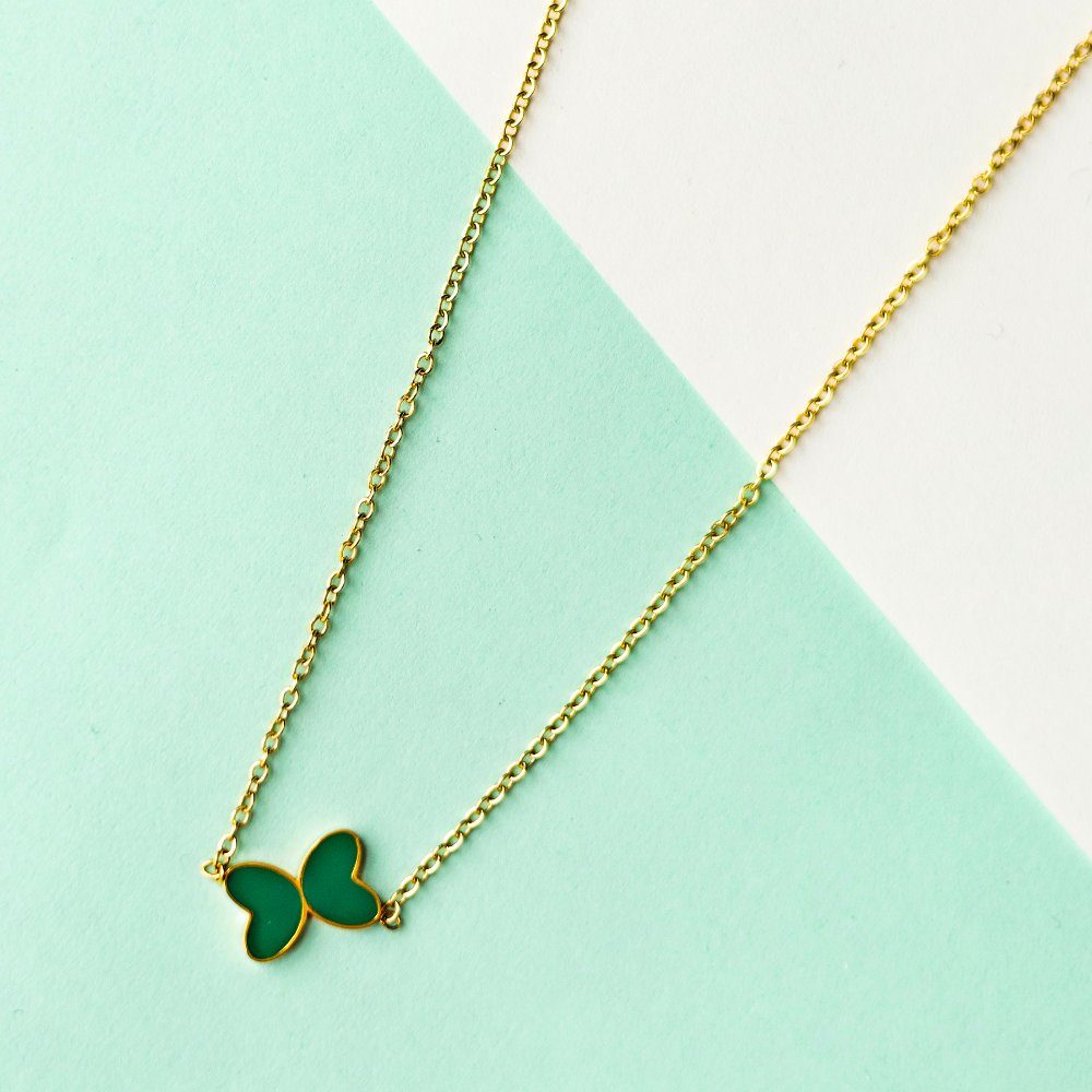 Green double heart chain