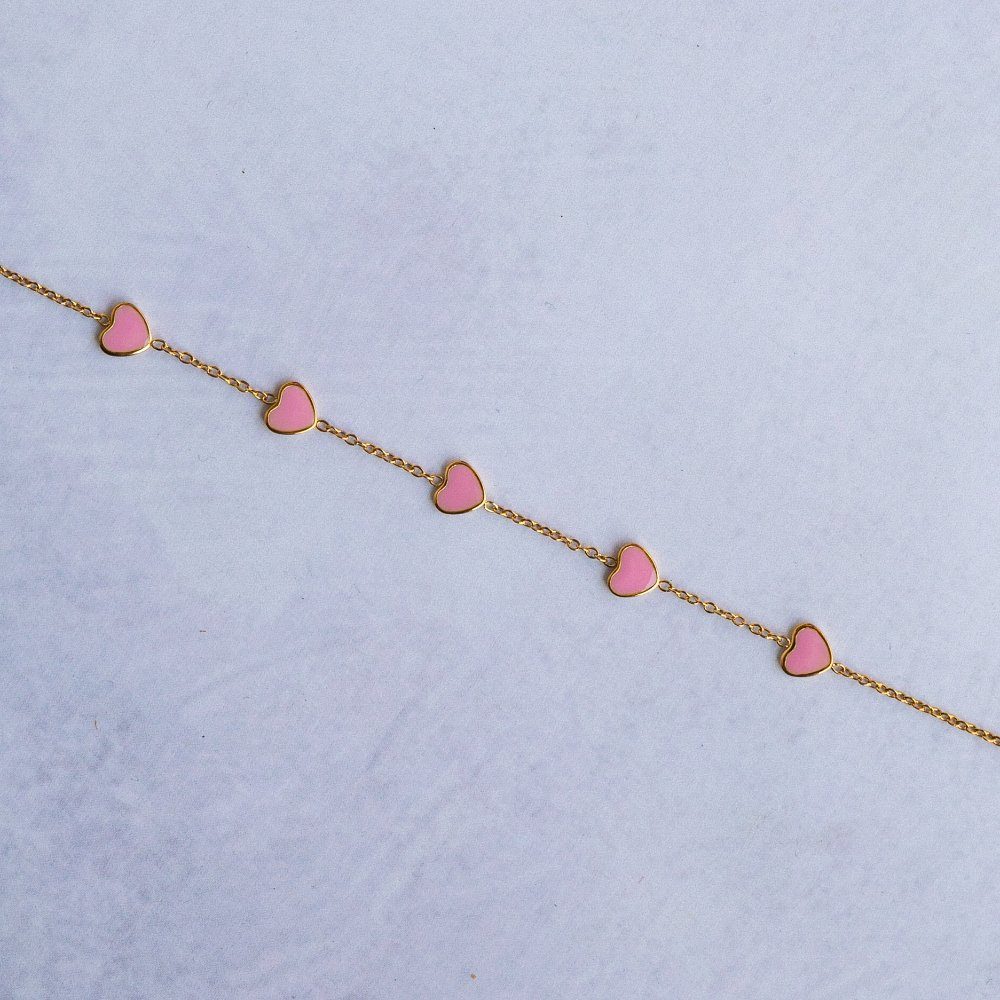 Five hearts chain bracelet