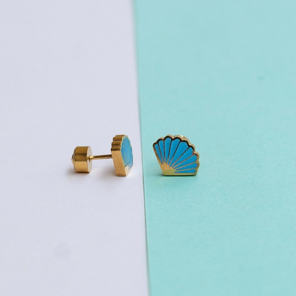Shell enamel earring