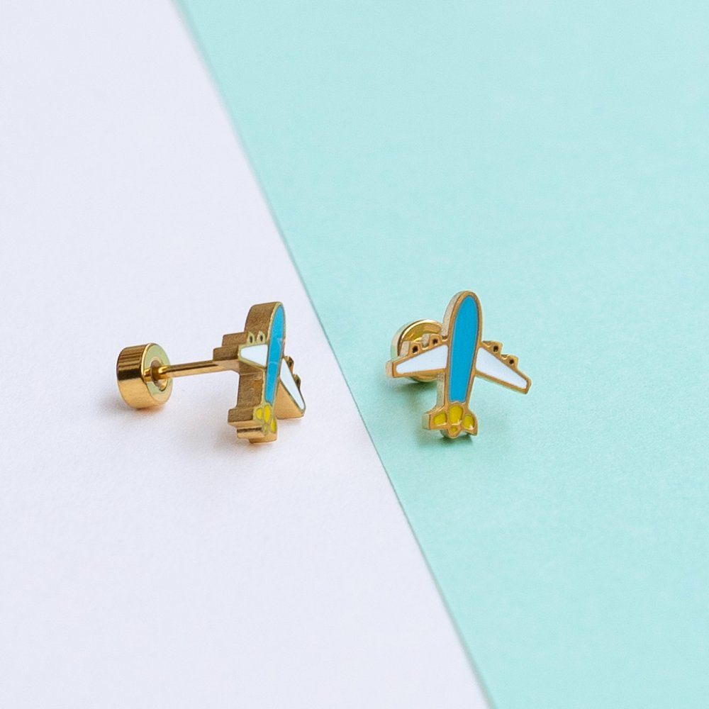Plane enamel earring