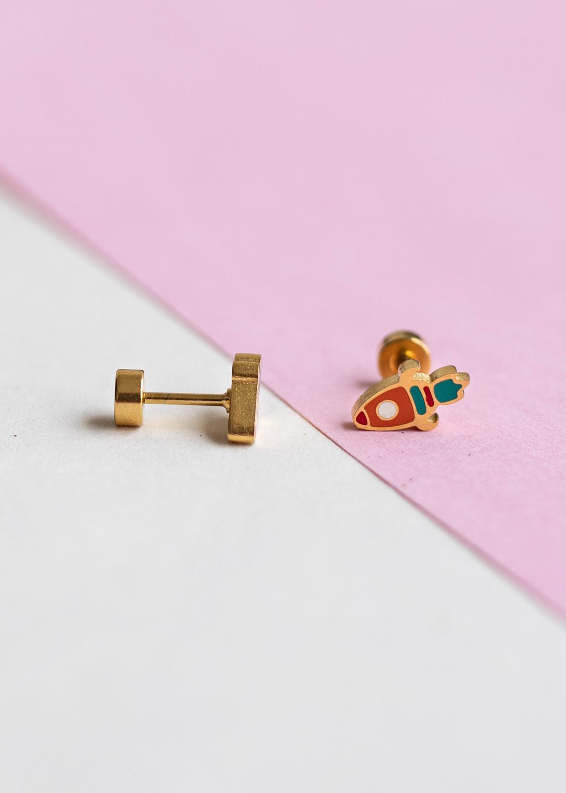 Rocket enamel earring