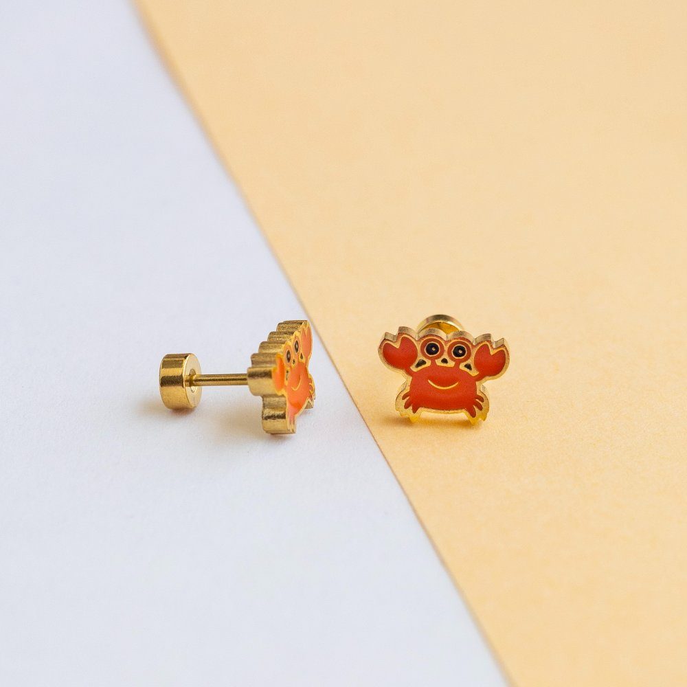 Crab enamel earring