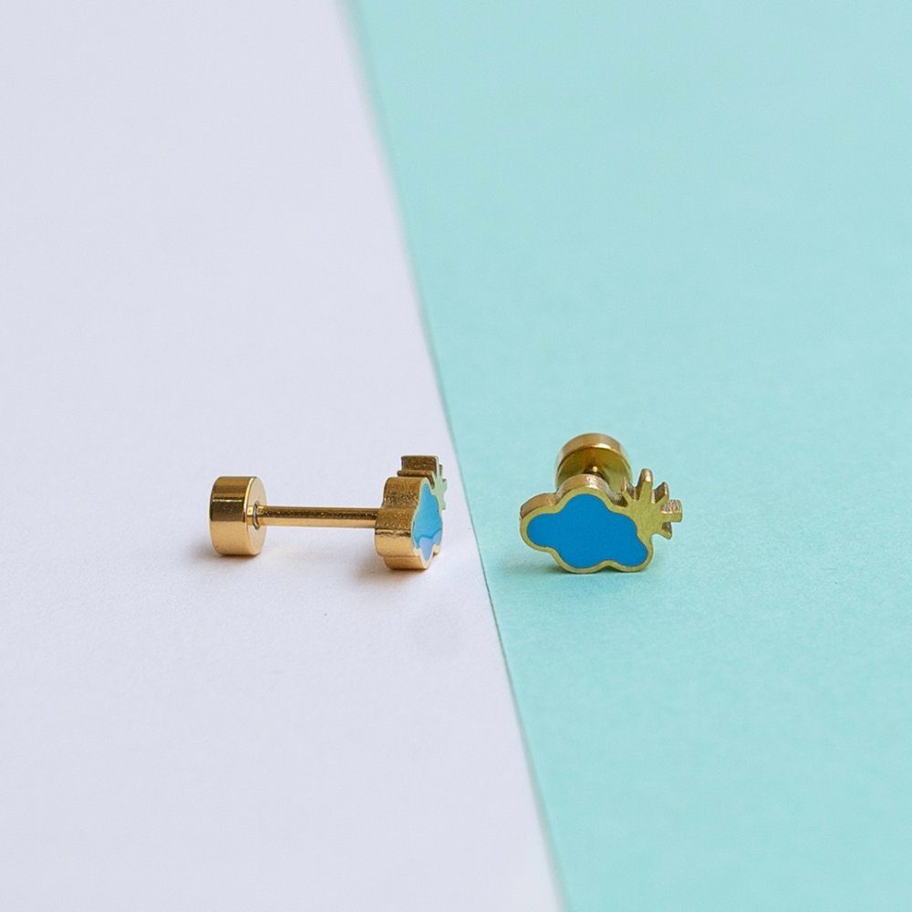 Cloud enamel earring