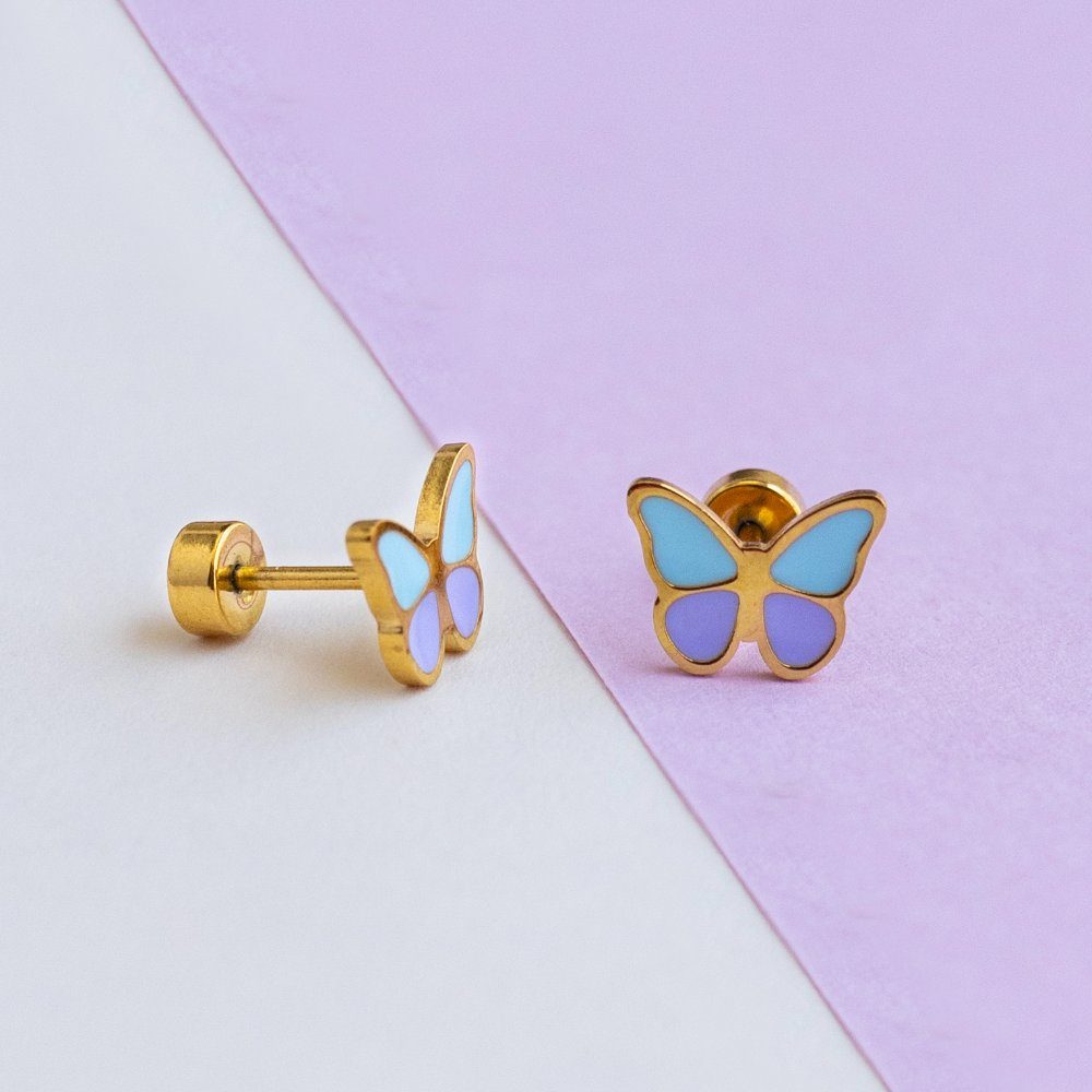 Butterfly enamel earring