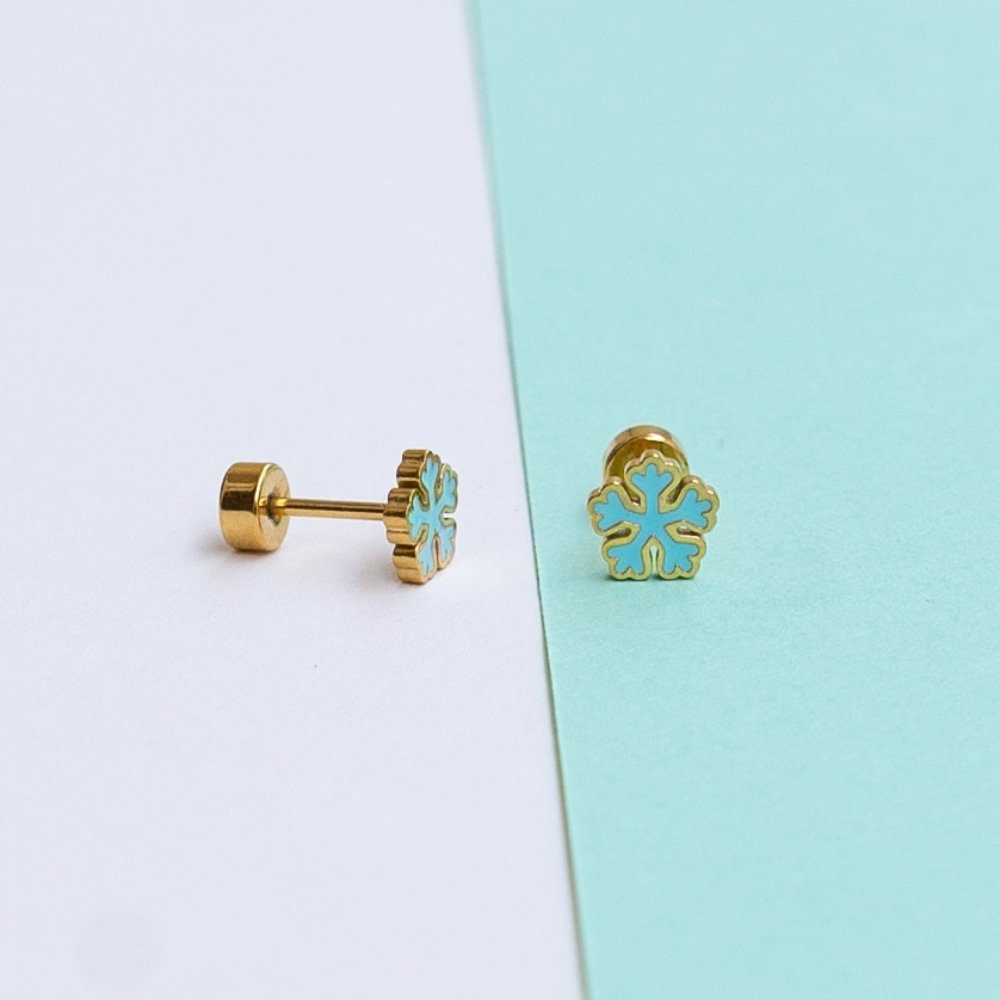 Snowflake enamel earring