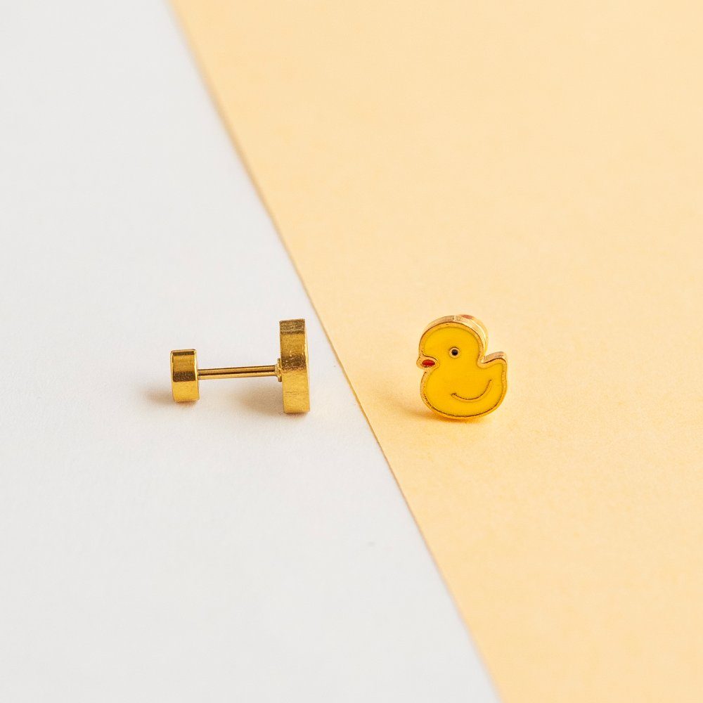 Duck enamel earring