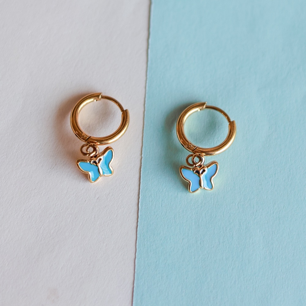 Blue Butterfly hoops