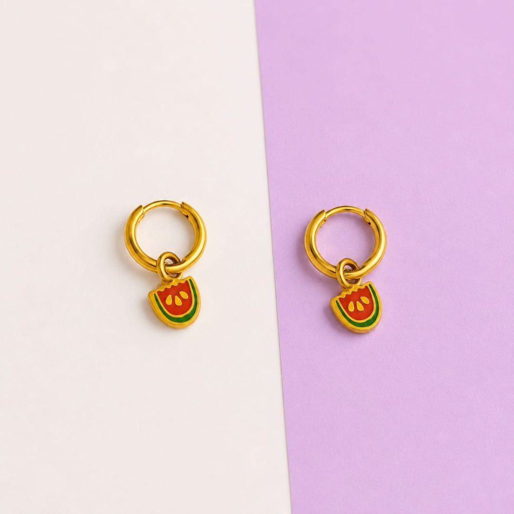 Watermelon hoops earring