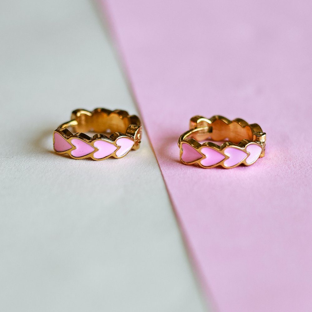 Pink multi heart hoops